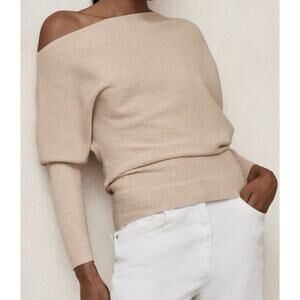 REISS Lorna Asymmetric Drape Knitted Top Women Size S